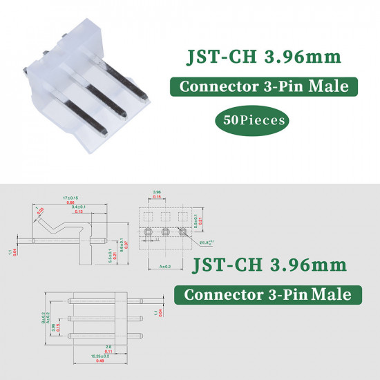 JST CH 3.96 mm 3-Pin Connector Kit JST CH 3.96 mm 3-Pin Connector Kit