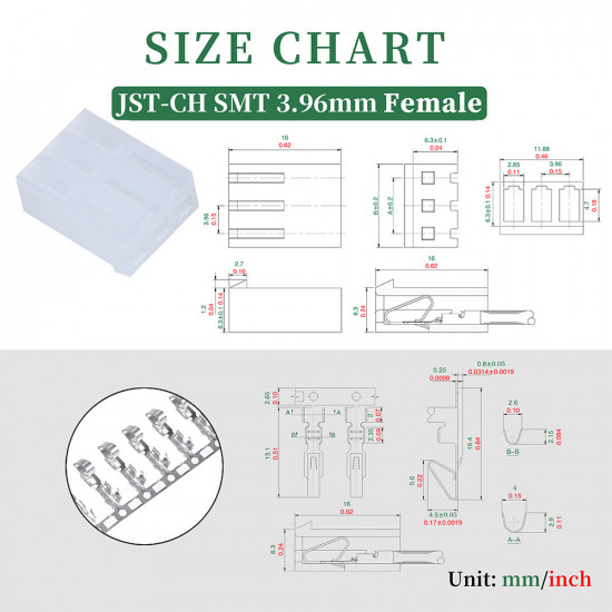 JST CH SMT 3.96 mm 3-Pin Connector Kit JST CH SMT 3.96 mm 3-Pin Connector Kit