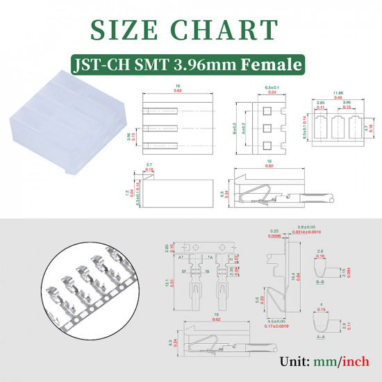 JST CH SMT 3.96 mm 4-Pin Connector Kit JST CH SMT 3.96 mm 4-Pin Connector Kit