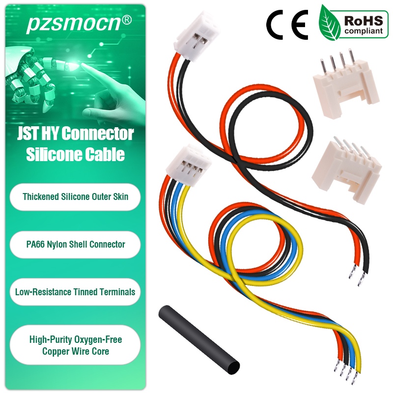 Lot De 20 Connecteurs JST HY 2,0 Mm 2 Broches - Avec Câbles Silicone 22 AWG Pré-sertis 20 Cm - Pour électronique, Modélisme, Drones - 80 Pièces Au Total