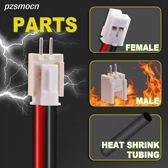 JST 2.0 mm HY 2-Pin Connector 22AWG 20cm Silicone Cable (20 Sets / 80 Pcs) JST 2.0 mm HY 2-Pin Connector 22AWG 20cm Silicone Cable (20 Sets / 80 Pcs)