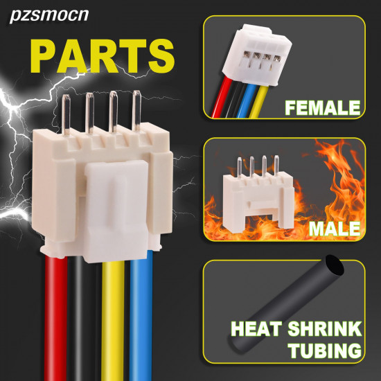 JST 2.0 mm HY 4-Pin Connector 22AWG 20cm Silicone Cable (10 Sets / 40 Pcs) JST 2.0 mm HY 4-Pin Connector 22AWG 20cm Silicone Cable (10 Sets / 40 Pcs)
