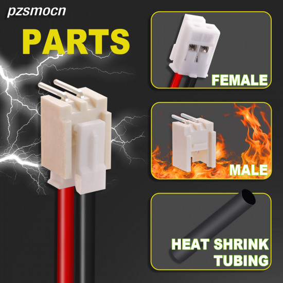 JST 2.0 mm HY SMD 2-Pin Connector 22AWG 20cm Silicone Cable (20 Sets / 80 Pcs) JST 2.0 mm HY SMD 2-Pin Connector 22AWG 20cm Silicone Cable (20 Sets / 80 Pcs)