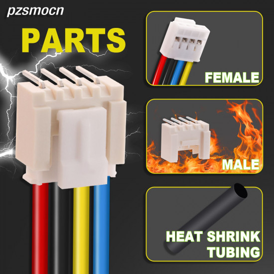 JST 2.0 mm HY SMD 4-Pin Connector 22AWG 20cm Silicone Cable (10 Sets / 40 Pcs) JST 2.0 mm HY SMD 4-Pin Connector 22AWG 20cm Silicone Cable (10 Sets / 40 Pcs)