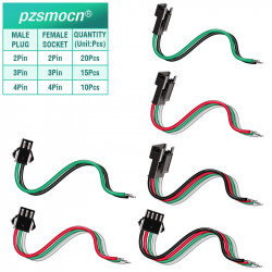 JST SM 2.5 mm 2 Pin Female Sockets 20AWG 20cm Silicone Cable (20 Pieces)