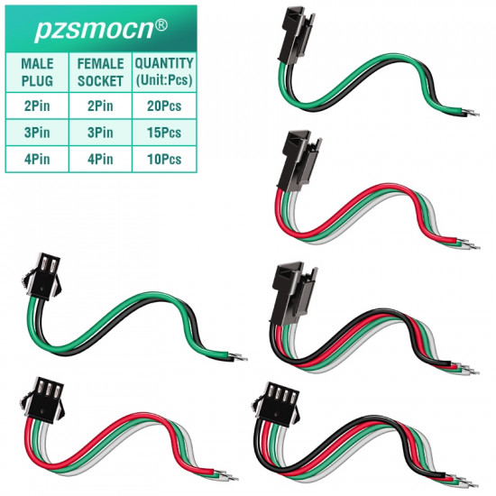 JST SM 2.5 mm 3 Pin Female Sockets 20AWG 20cm Silicone Cable (15 Pieces) JST SM 2.5 mm 3 Pin Female Sockets 20AWG 20cm Silicone Cable (15 Pieces)