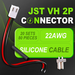 JST 3.96 mm VH 2-Pin Connector 22AWG 20cm Silicone Cable (20 Sets / 80 Pcs)