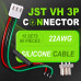 JST 3.96 mm VH 3-Pin Connector 22AWG 20cm Silicone Cable (15 Sets / 60 Pcs)