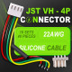 JST 3.96 mm VH 4-Pin Connector 22AWG 20cm Silicone Cable (10 Sets / 40 Pcs)