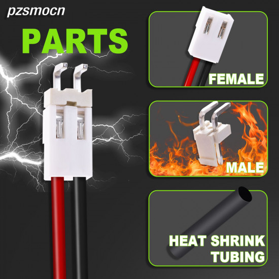 JST 3.96 mm VH SMD 2-Pin Connector 22AWG 20cm Silicone Cable (20 Sets / 80 Pcs)