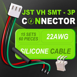 JST 3.96 mm VH SMD 3-Pin Connector 22AWG 20cm Silicone Cable (15 Sets / 60 Pcs)