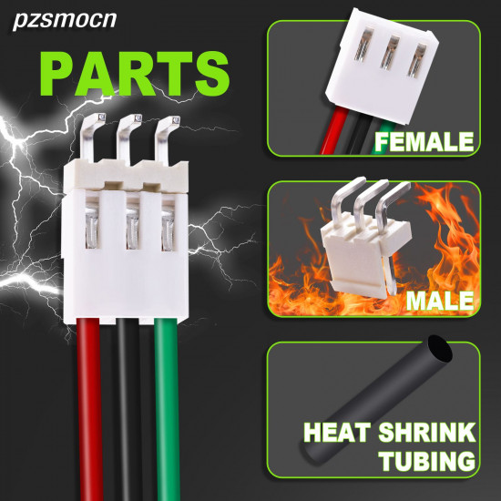 JST 3.96 mm VH SMD 3-Pin Connector 22AWG 20cm Silicone Cable (15 Sets / 60 Pcs)