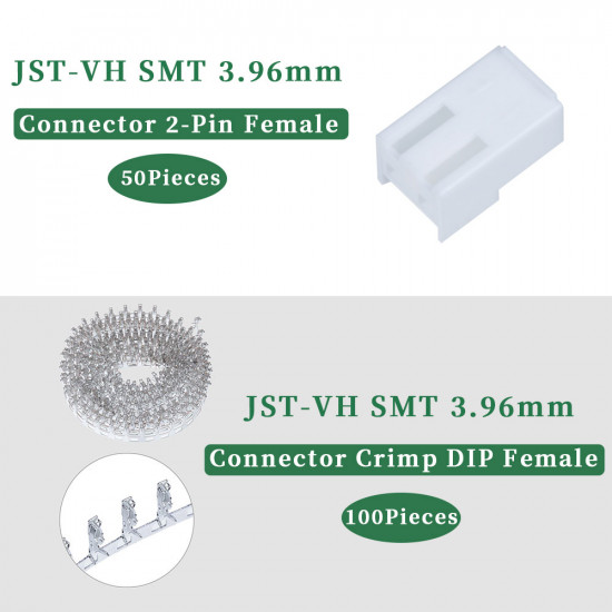 JST VH SMT 3.96 mm 2-Pin Connector Kit JST VH SMT 3.96 mm 2-Pin Connector Kit