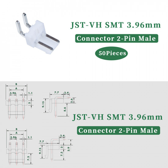 JST VH SMT 3.96 mm 2-Pin Connector Kit