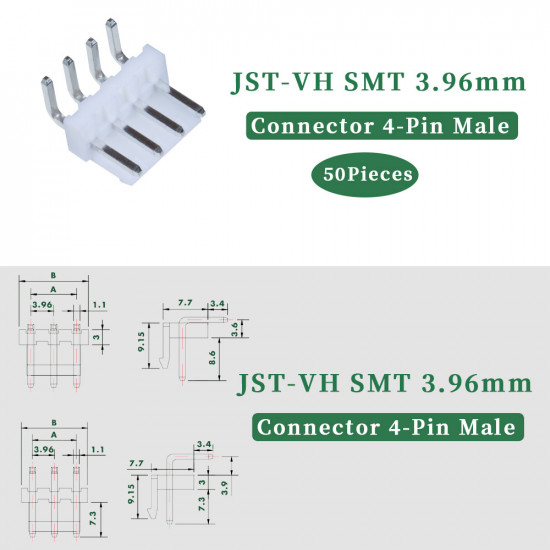 JST VH SMT 3.96 mm 4-Pin Connector Kit