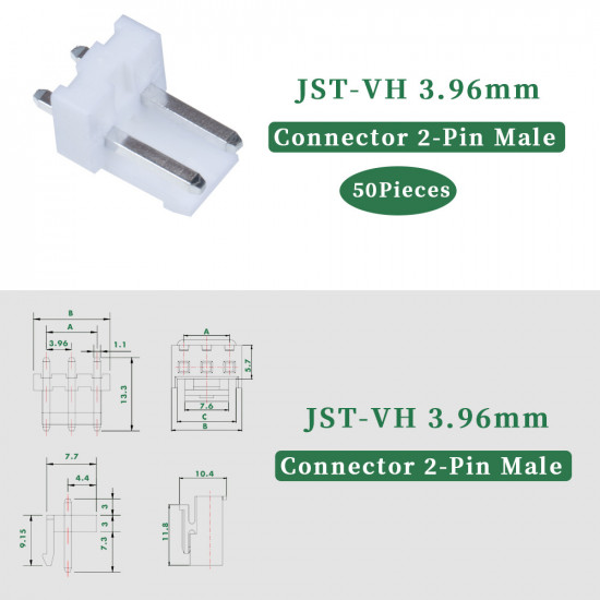 JST VH 3.96 mm 2-Pin Connector Kit