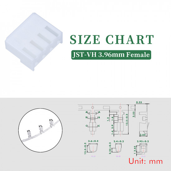 JST VH 3.96 mm 4-Pin Connector Kit JST VH 3.96 mm 4-Pin Connector Kit
