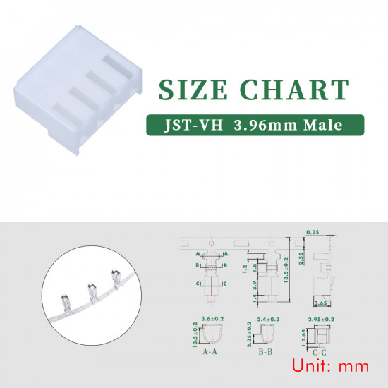 JST VH 3.96 mm 4-Pin Connector Kit JST VH 3.96 mm 4-Pin Connector Kit