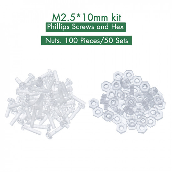 M2.5 * 10 mm PC Clear Acrylic Screw and Nut Kit