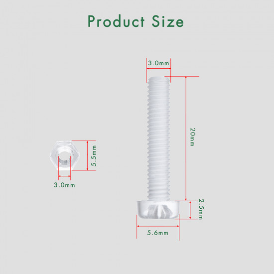 M3 * 20 mm PC Clear Acrylic Screw and Nut Kit