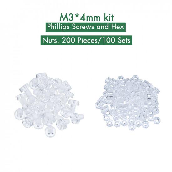 M3 * 4 mm PC Clear Acrylic Screw and Nut Kit