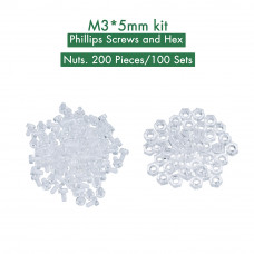 M3 * 5 mm PC Clear Acrylic Screw and Nut Kit M3 * 5 mm PC Clear Acrylic Screw and Nut Kit