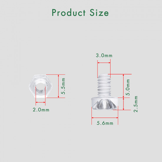 M3 * 5 mm PC Clear Acrylic Screw and Nut Kit M3 * 5 mm PC Clear Acrylic Screw and Nut Kit