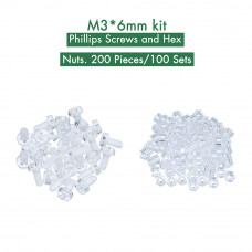 M3 * 6 mm PC Clear Acrylic Screw and Nut Kit M3 * 6 mm PC Clear Acrylic Screw and Nut Kit