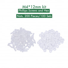 M4 * 12 mm PC Clear Acrylic Screw and Nut Kit M4 * 12 mm PC Clear Acrylic Screw and Nut Kit