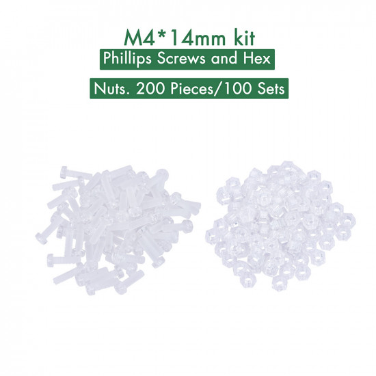M4 * 14 mm PC Clear Acrylic Screw and Nut Kit M4 * 14 mm PC Clear Acrylic Screw and Nut Kit