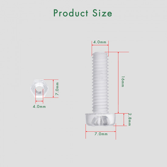 M4 * 16 mm PC Clear Acrylic Screw and Nut Kit M4 * 16 mm PC Clear Acrylic Screw and Nut Kit