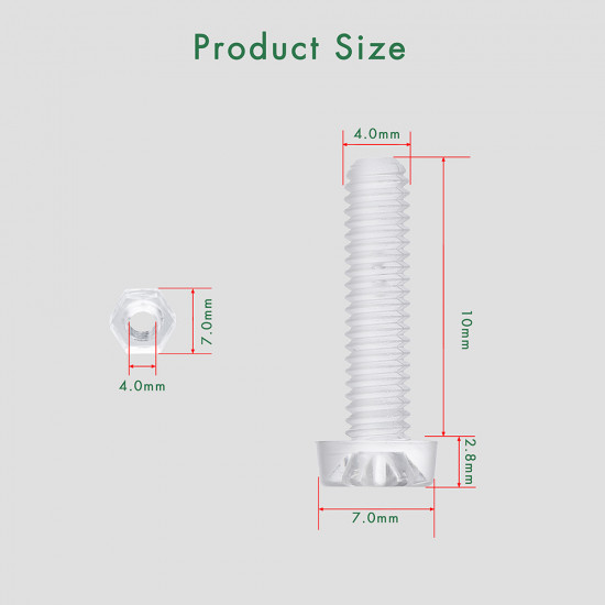 M4 * 18 mm PC Clear Acrylic Screw and Nut Kit M4 * 18 mm PC Clear Acrylic Screw and Nut Kit