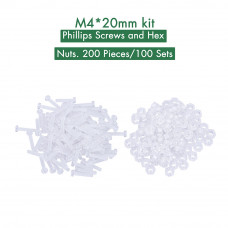 M4 * 20 mm PC Clear Acrylic Screw and Nut Kit M4 * 20 mm PC Clear Acrylic Screw and Nut Kit
