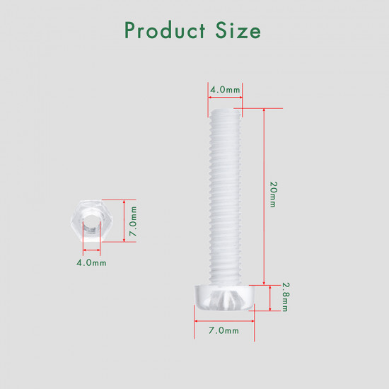 M4 * 20 mm PC Clear Acrylic Screw and Nut Kit M4 * 20 mm PC Clear Acrylic Screw and Nut Kit