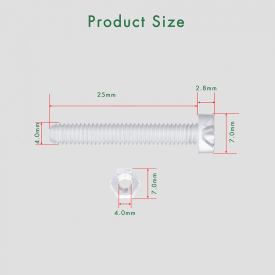 M4 * 25 mm PC Clear Acrylic Screw and Nut Kit M4 * 25 mm PC Clear Acrylic Screw and Nut Kit