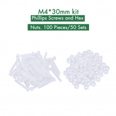 M4 * 30 mm PC Clear Acrylic Screw and Nut Kit M4 * 30 mm PC Clear Acrylic Screw and Nut Kit