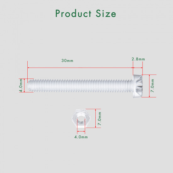 M4 * 30 mm PC Clear Acrylic Screw and Nut Kit M4 * 30 mm PC Clear Acrylic Screw and Nut Kit