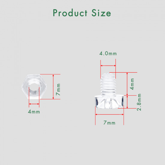 M4 * 4 mm PC Clear Acrylic Screw and Nut Kit