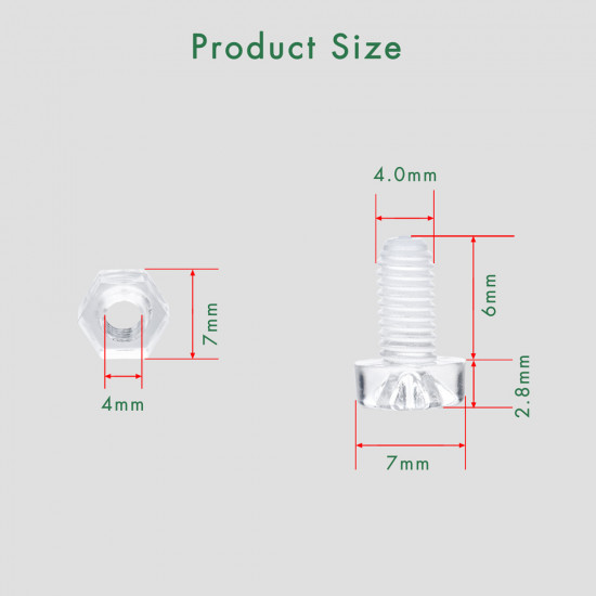 M4 * 6 mm PC Clear Acrylic Screw and Nut Kit M4 * 6 mm PC Clear Acrylic Screw and Nut Kit