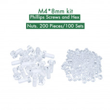 M4 * 8 mm PC Clear Acrylic Screw and Nut Kit M4 * 8 mm PC Clear Acrylic Screw and Nut Kit