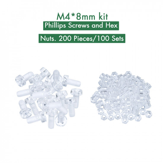 M4 * 8 mm PC Clear Acrylic Screw and Nut Kit