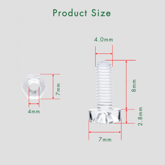 M4 * 8 mm PC Clear Acrylic Screw and Nut Kit