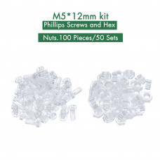 M5 * 12 mm PC Clear Acrylic Screw and Nut Kit M5 * 12 mm PC Clear Acrylic Screw and Nut Kit