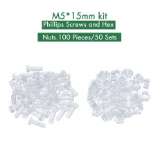 M5 * 15 mm PC Clear Acrylic Screw and Nut Kit M5 * 15 mm PC Clear Acrylic Screw and Nut Kit