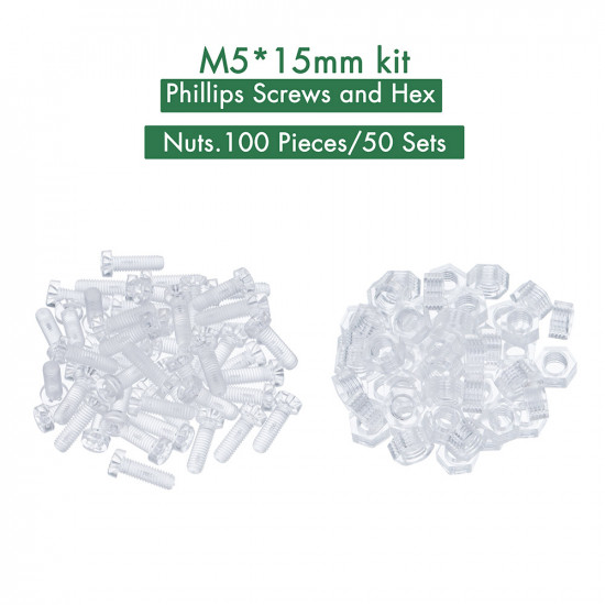 M5 * 15 mm PC Clear Acrylic Screw and Nut Kit