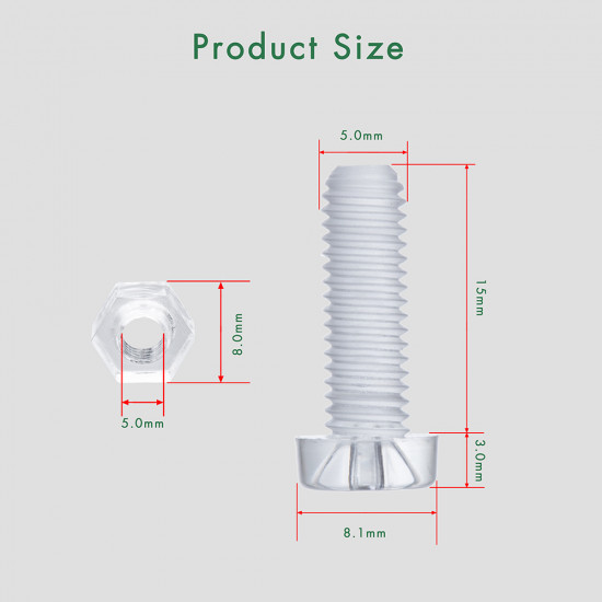 M5 * 15 mm PC Clear Acrylic Screw and Nut Kit