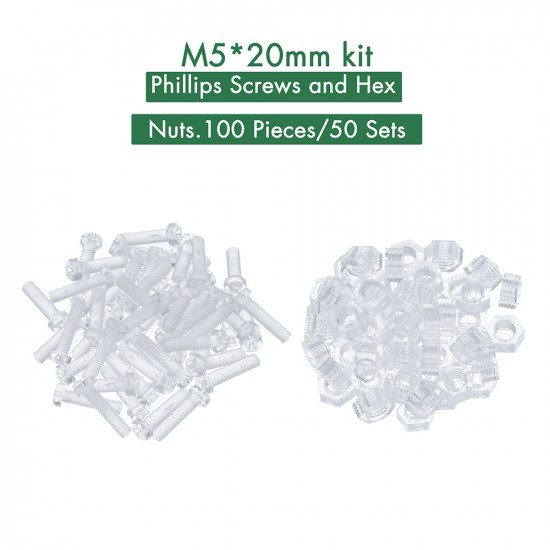 M5 * 20 mm PC Clear Acrylic Screw and Nut Kit M5 * 20 mm PC Clear Acrylic Screw and Nut Kit