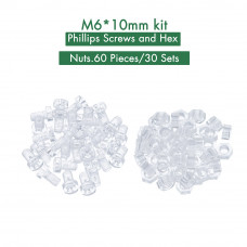 M6 * 10 mm PC Clear Acrylic Screw and Nut Kit M6 * 10 mm PC Clear Acrylic Screw and Nut Kit