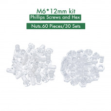 M6 * 12 mm PC Clear Acrylic Screw and Nut Kit M6 * 12 mm PC Clear Acrylic Screw and Nut Kit
