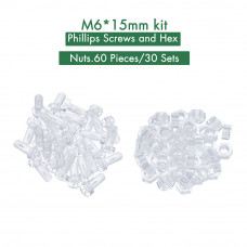 M6 * 15 mm PC Clear Acrylic Screw and Nut Kit M6 * 15 mm PC Clear Acrylic Screw and Nut Kit
